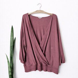 REITMANS SIGNATURE | Mauve Purple Crossover Long Sleeve Blouse – Women’s XL